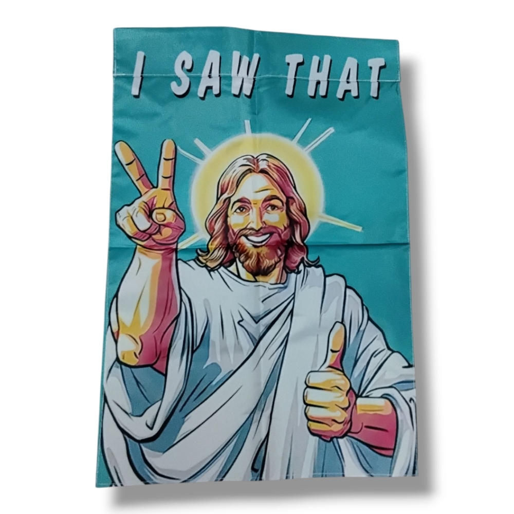 All Season Inspirational Jesus Garden Flag with Blue Background NEW!